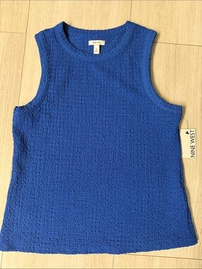 Nine West Royal Blue Textured Sleeveless Top NWT